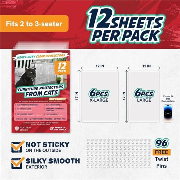 12-Pack Furniture Protectors from Cats Scratch - Anti Cat Couch Guards - Picture 6 of 7